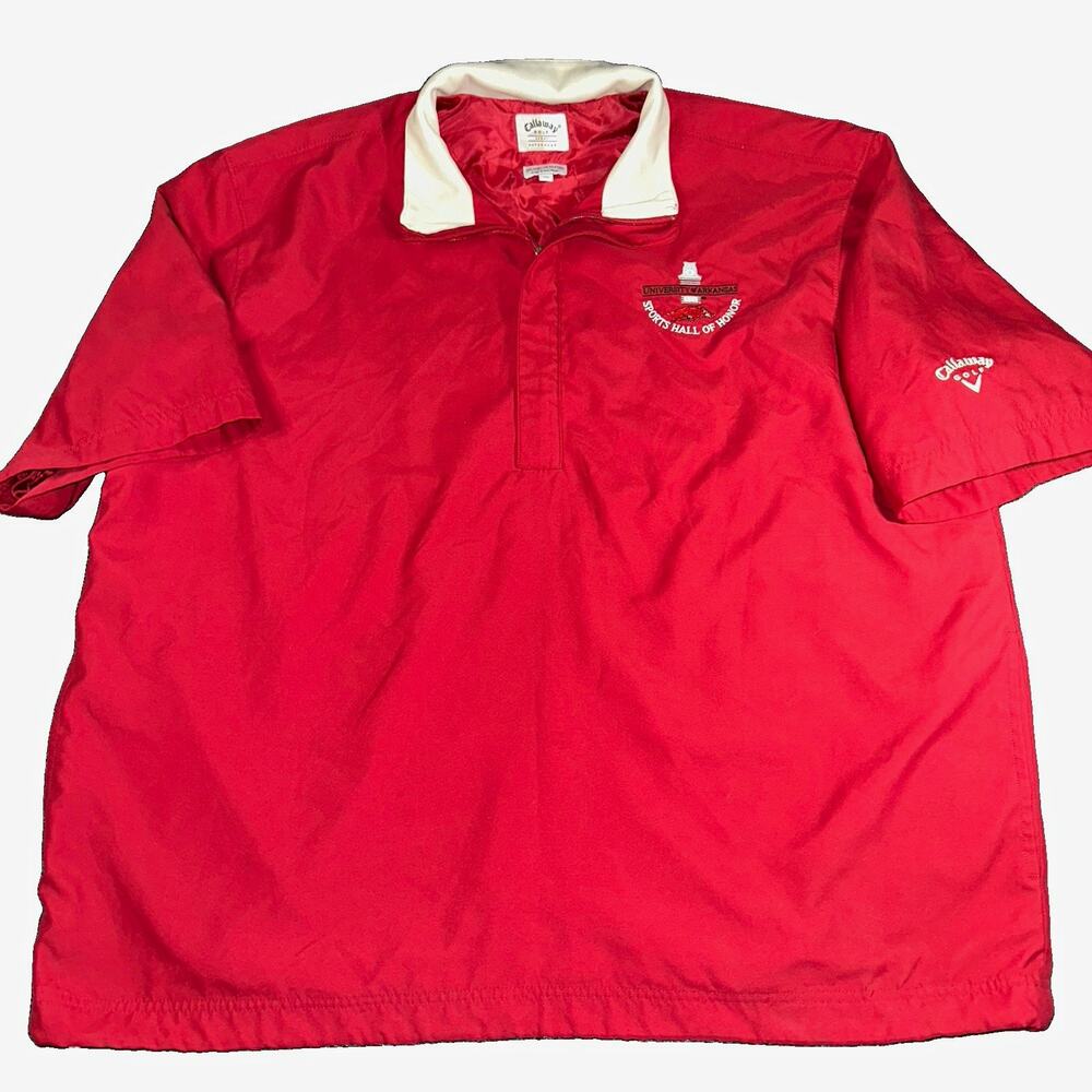 Vtg Callaway Golf Men XL Pullover Windshirt Arkansas Razorbacks Hall of Honor